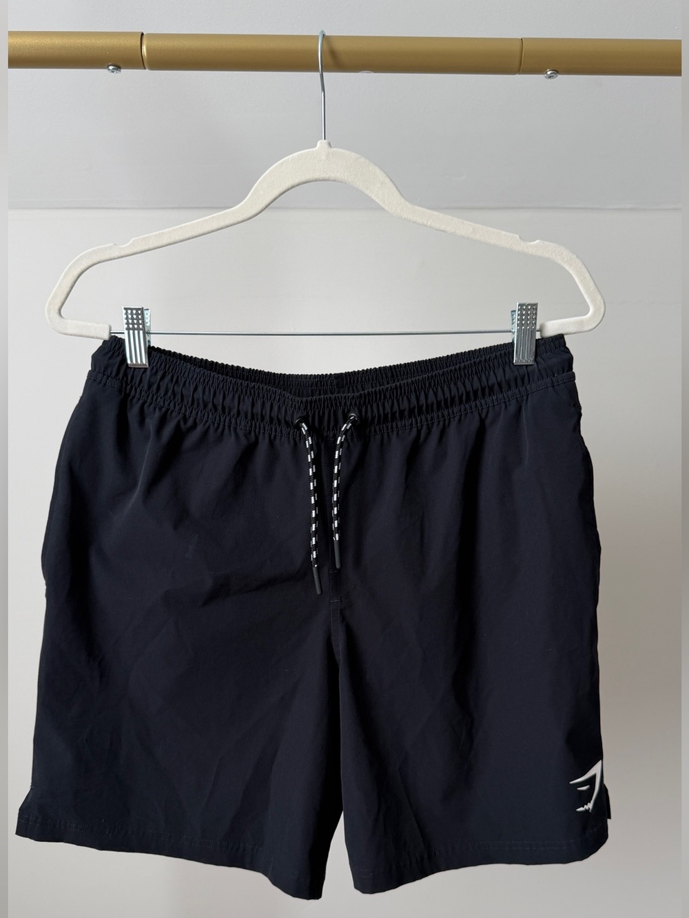 Gymshark Black Men's Swim Trunks with Contrast Drawcord Sz L
